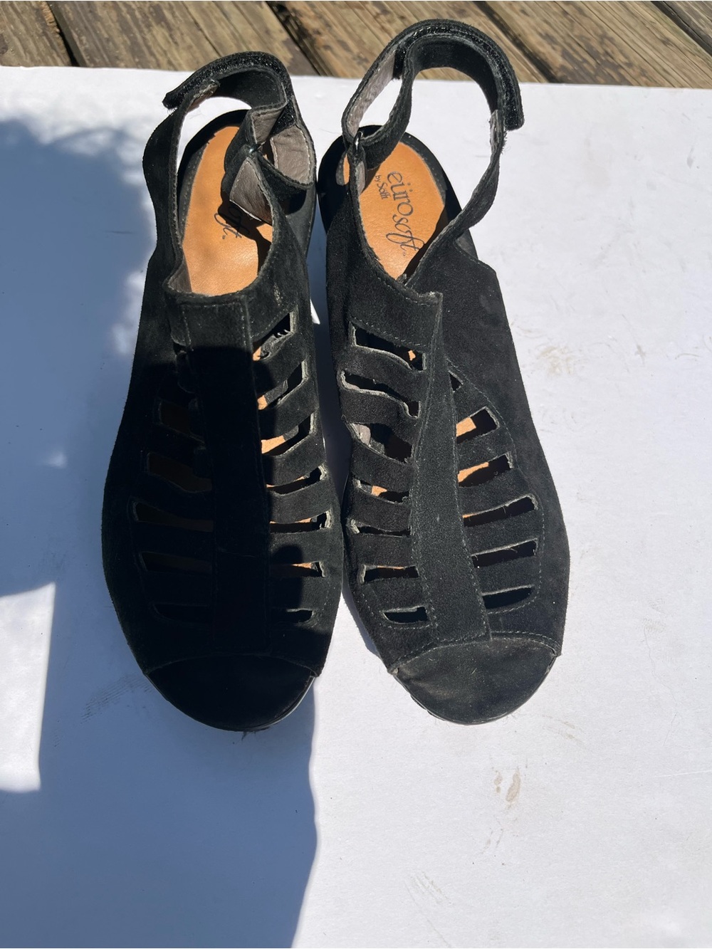 Euro soft by Sofft Vesta Women's Size 9.5 M Black Suede Slingback Sandals Heels - Picture 3 of 14
